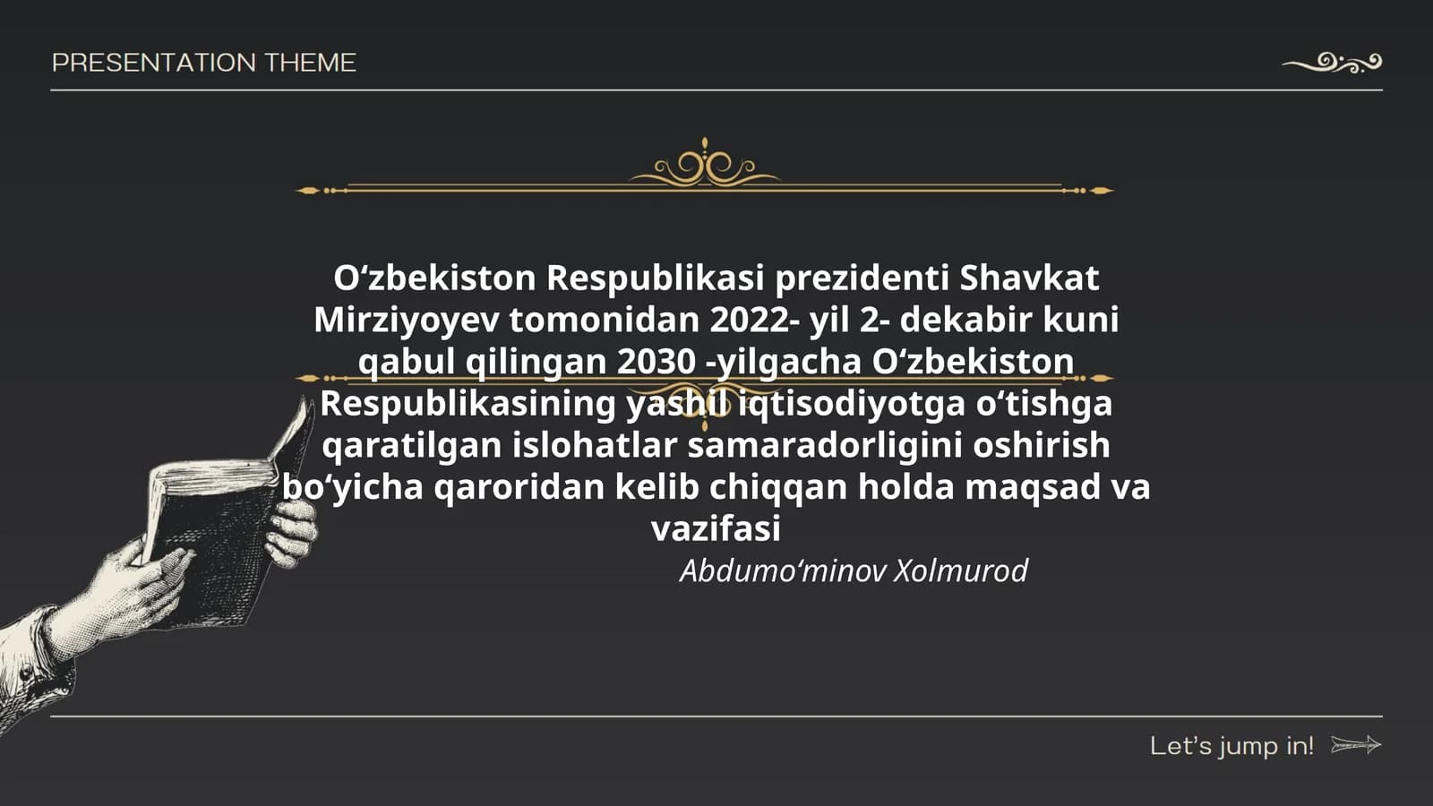 Oʻzbekiston Respublikasining yashil iqtisodiyotga oʻtishga qaratilgan islohatlar