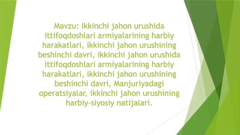 Ikkinchi jahon urushida ittifoqdoshlari armiyalarining harbiy harakatlari
