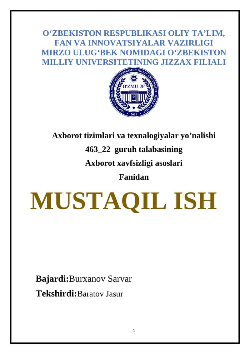 O’rniga qo’yish shifrlari kriptotaxlili