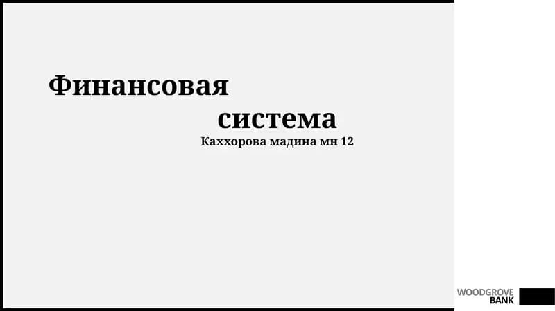 Финансовая система