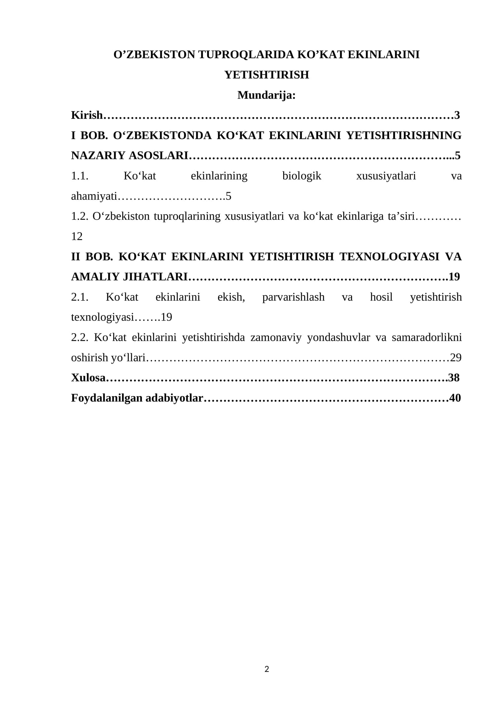 O’ZBEKISTON TUPROQLARIDA KO’KAT EKINLARINI YETISHTIRISH