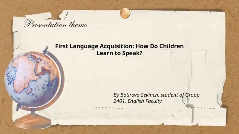First Language Acquisition: How Do Children Learn to Speak?