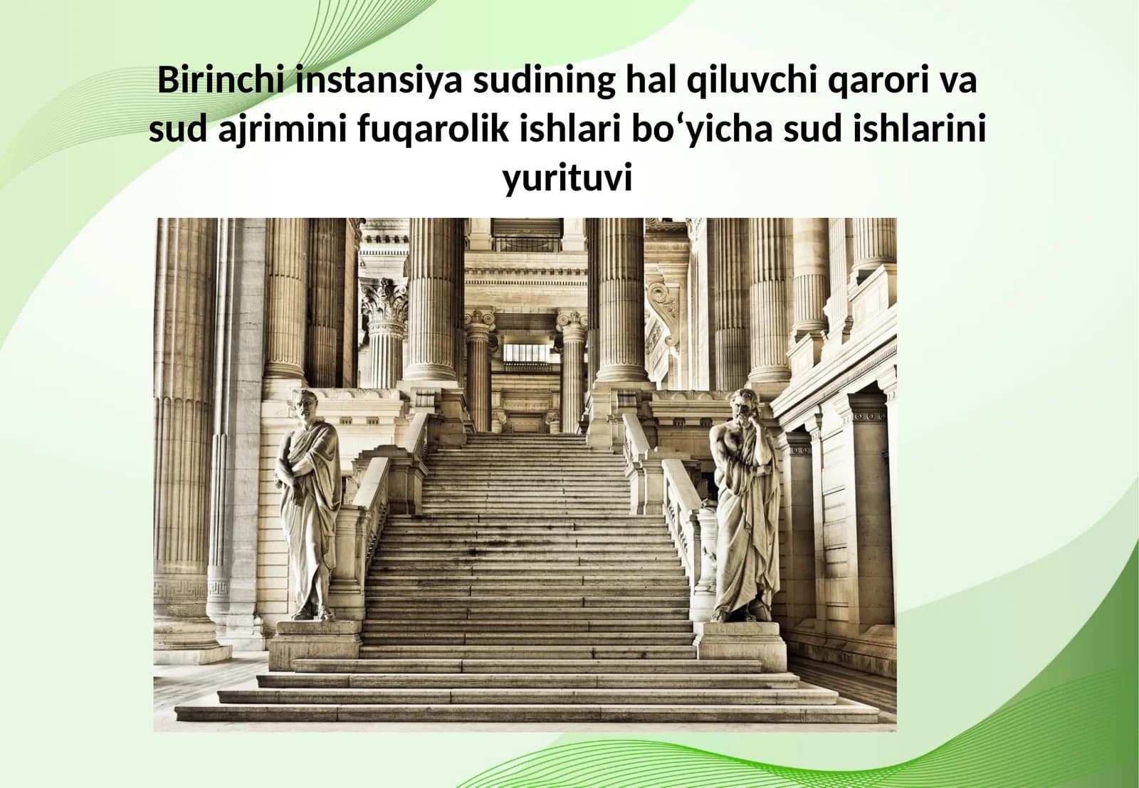 Birinchi instansiya sudining hal qiluvchi qarori va sud ajrimini fuqarolik ishlari boʻyicha sud ishlarini yurituvi