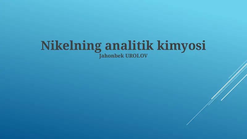 Nikelning analitik kimyosi