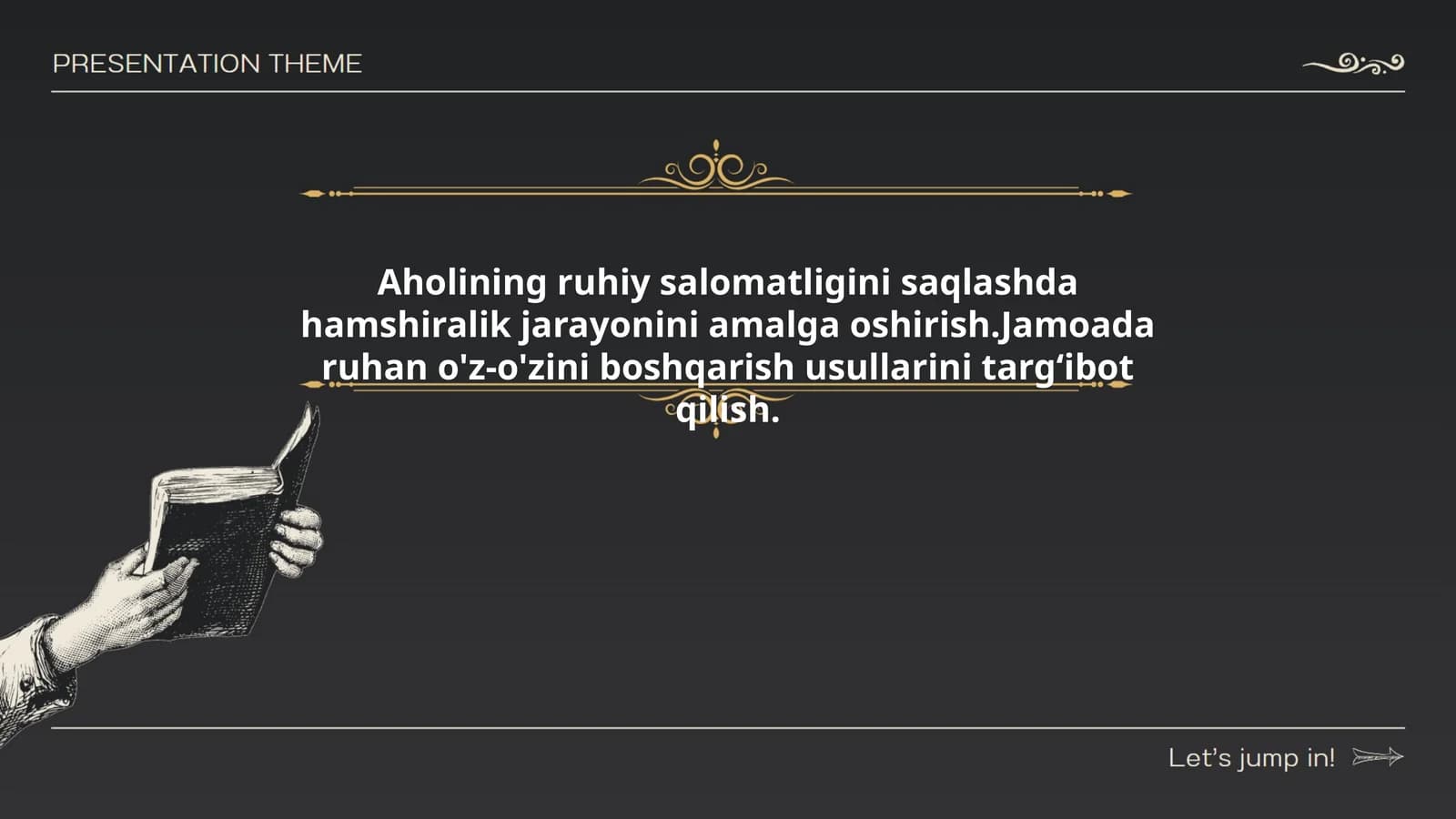 Aholining ruhiy salomatligini saqlashda hamshiralik jarayonini amalga oshirish