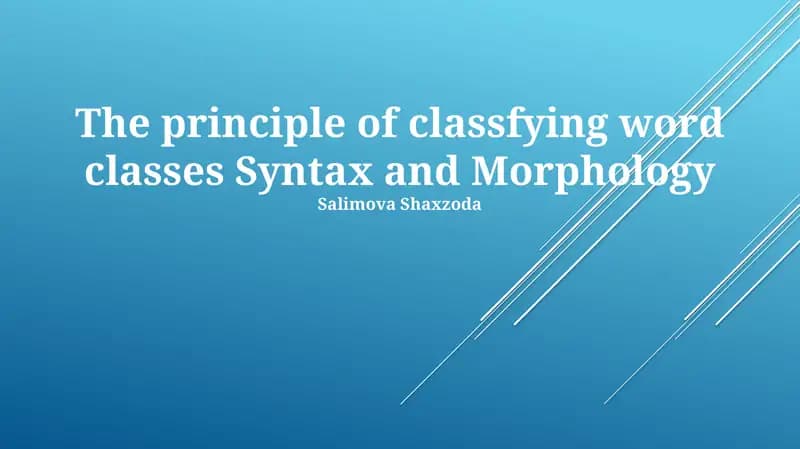 Prinsip so'z turklarini sinflik qilish teorisi Sinataksis va Morphologiya