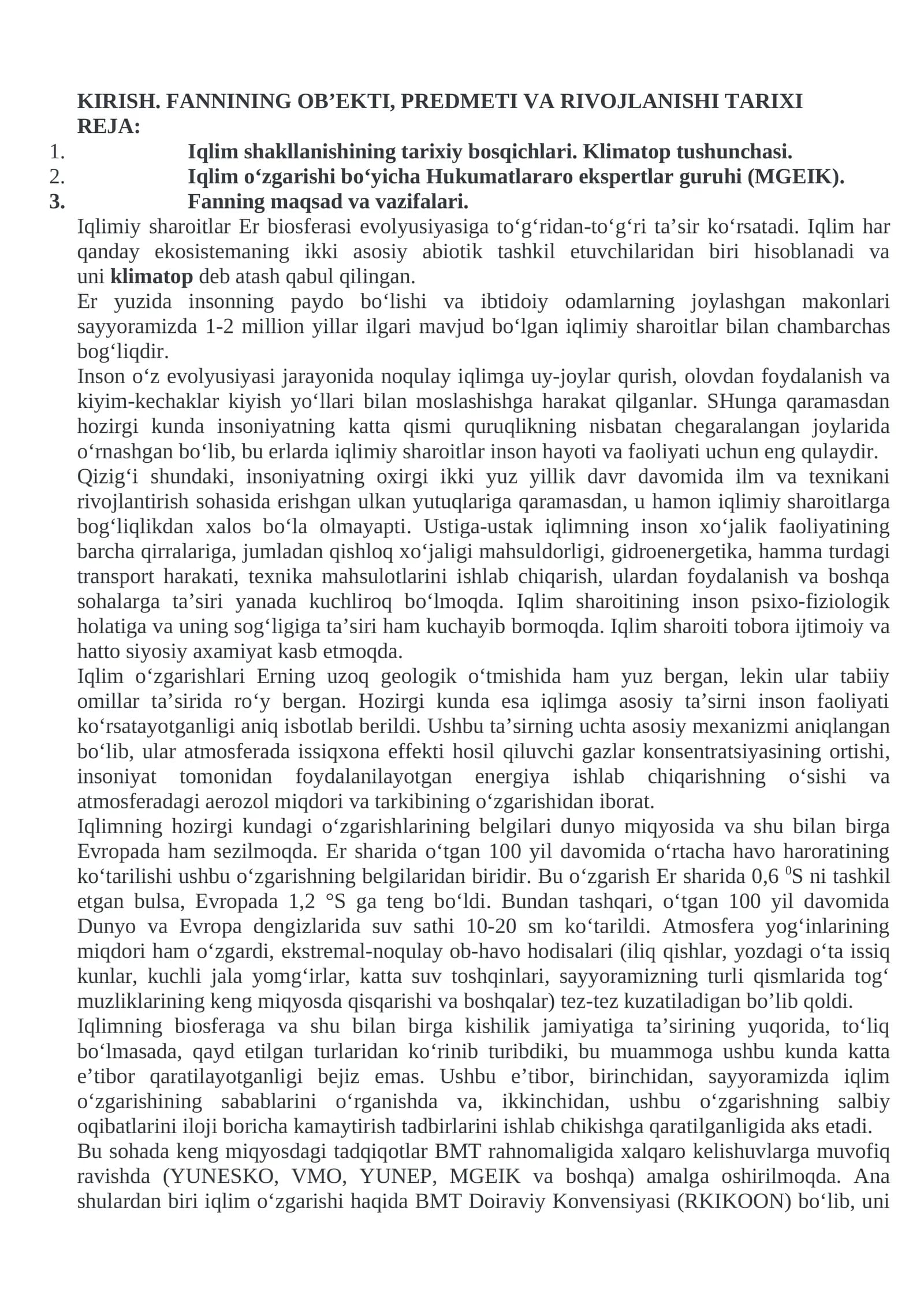 FANNININGOB’EKTI, PREDMETI VA RIVOJLANISHI TARIXI