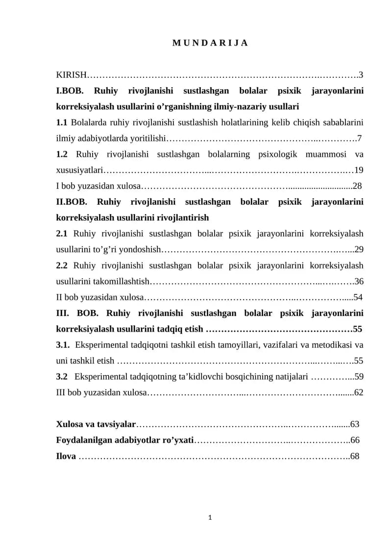 Ruhiy rivojlanishi sustlashgan bolalar psixik jarayonlarini korreksiyalash usullarini o’rganishning ilmiy-nazariy usullari
