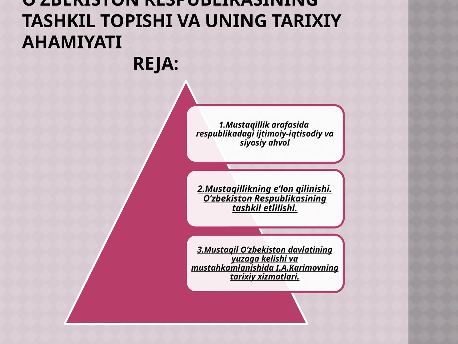 O’zbekiston respublikasining tashkil topishi va uning tarixiy ahamiyati