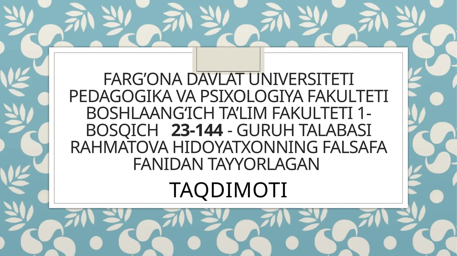 Qadimgi sharqda asotiriy tasavvurlar va falsafiy bilimlarning paydo bo‘lishi