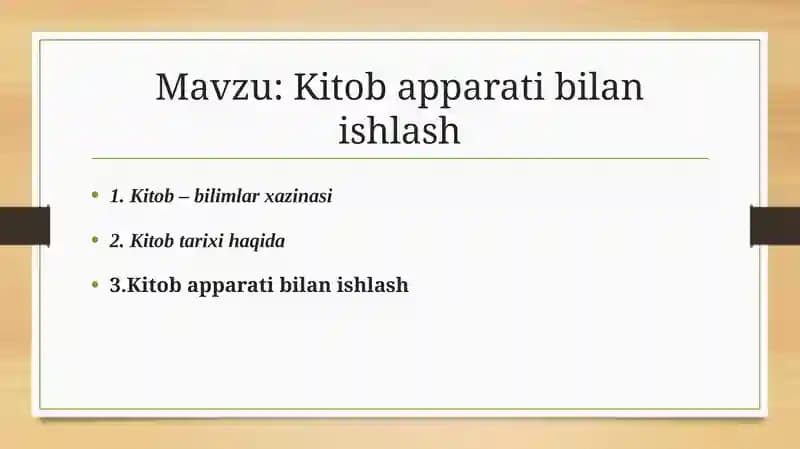Kitob apparati bilan ishlash