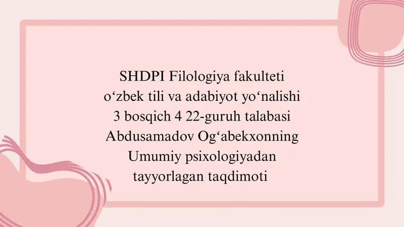 Psixologiya fanining predmeti