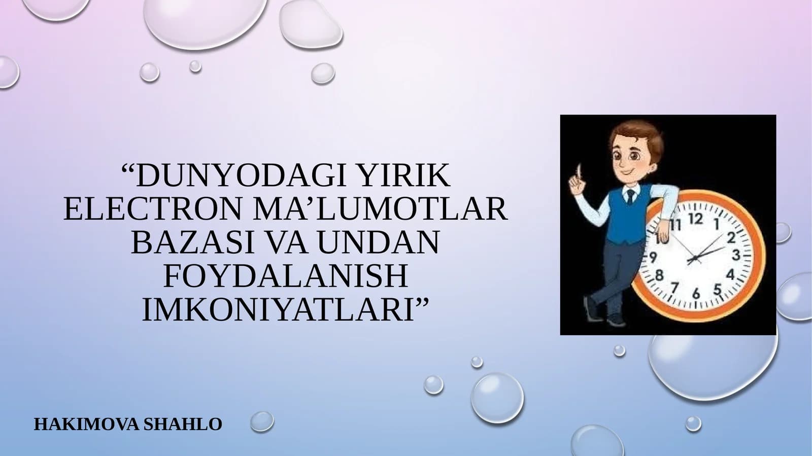 "Dunyodagiyirikelectronma’lumotlarbazasi va unadan foydalanish imkoniyatlari"