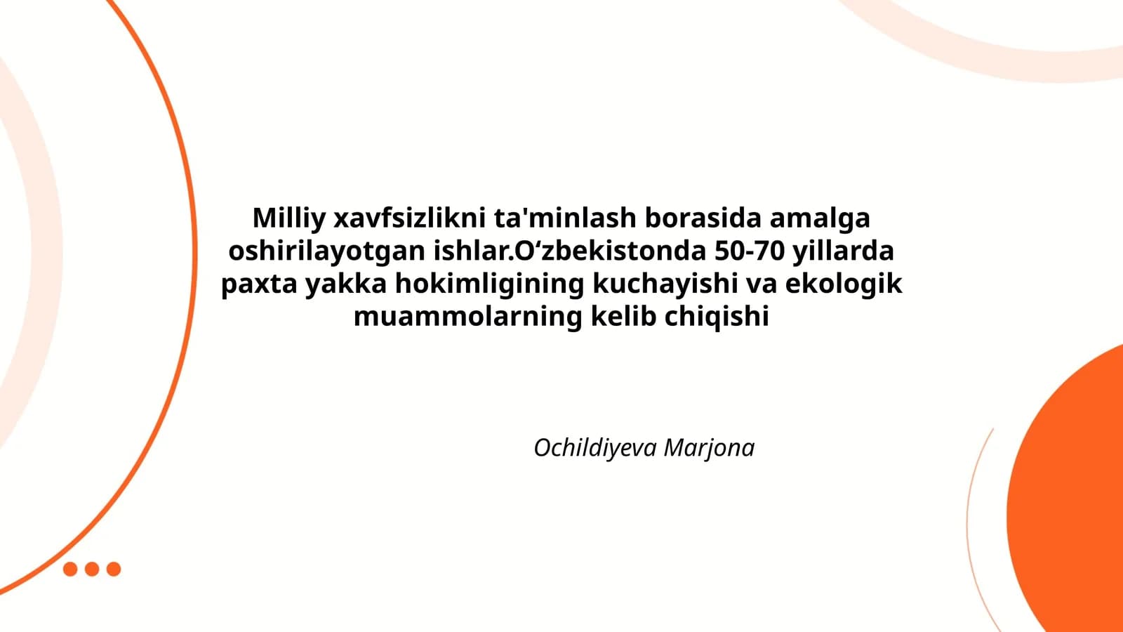 Milliy xavfsizlikni ta'minlash borasida amalga oshirilayotgan ishlar