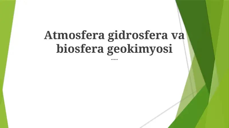 Atmosfera gidrosfera va biosfera geokimyosi