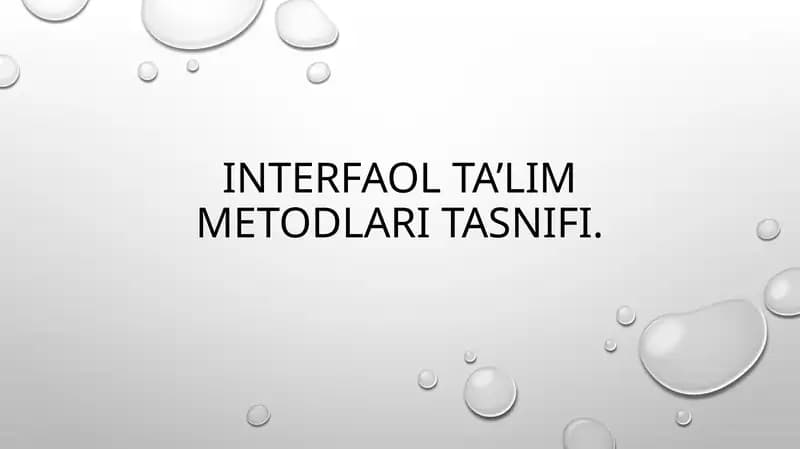 Interfaol ta’lim metodlari tasnifi