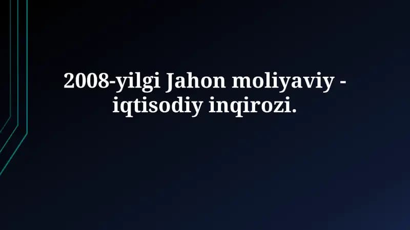 Jahon moliyaviy inqirozi