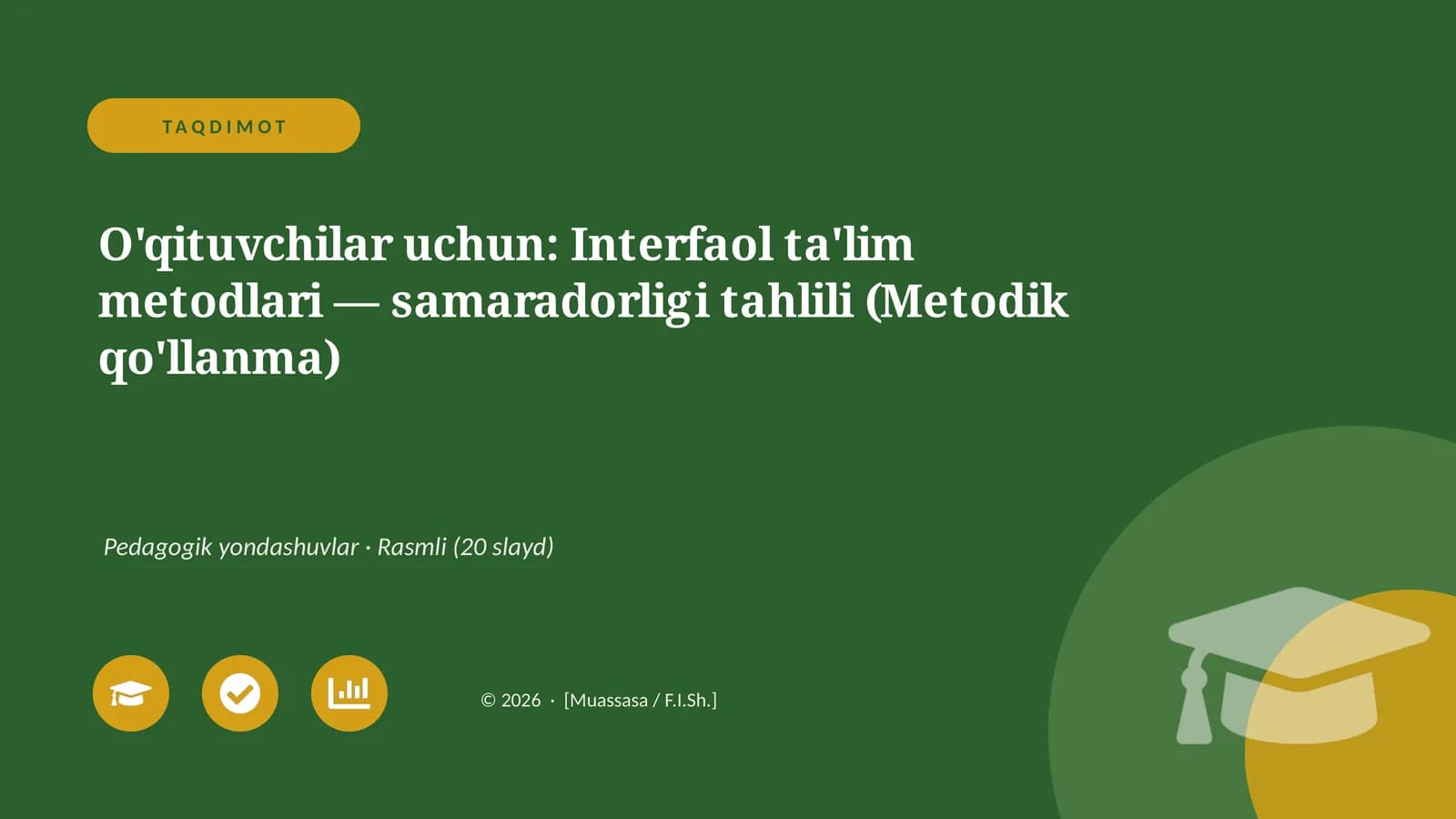 Interfaol ta'lim metodlari — samaradorligi tahlili (Metodik qo'llanma)