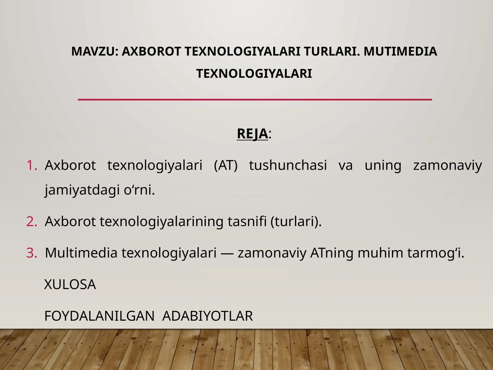 Axborot texnologiyalari turlari. Mutimedia texnologiyalari