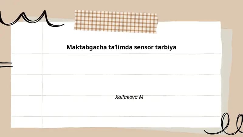 Sensor tarbiya asoslari