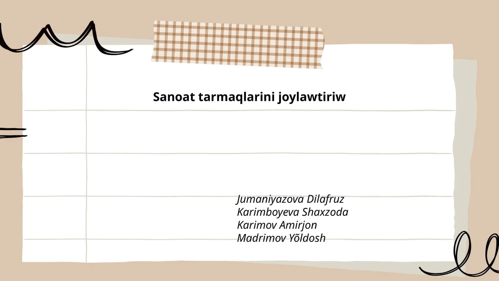 Sanoat tarmaqlarini joylawtiriw