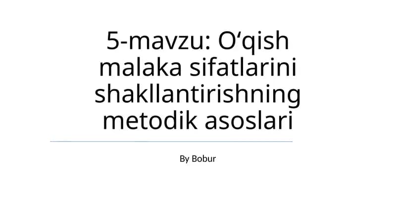 O'qish ko'nikmalarini rivojlantirish