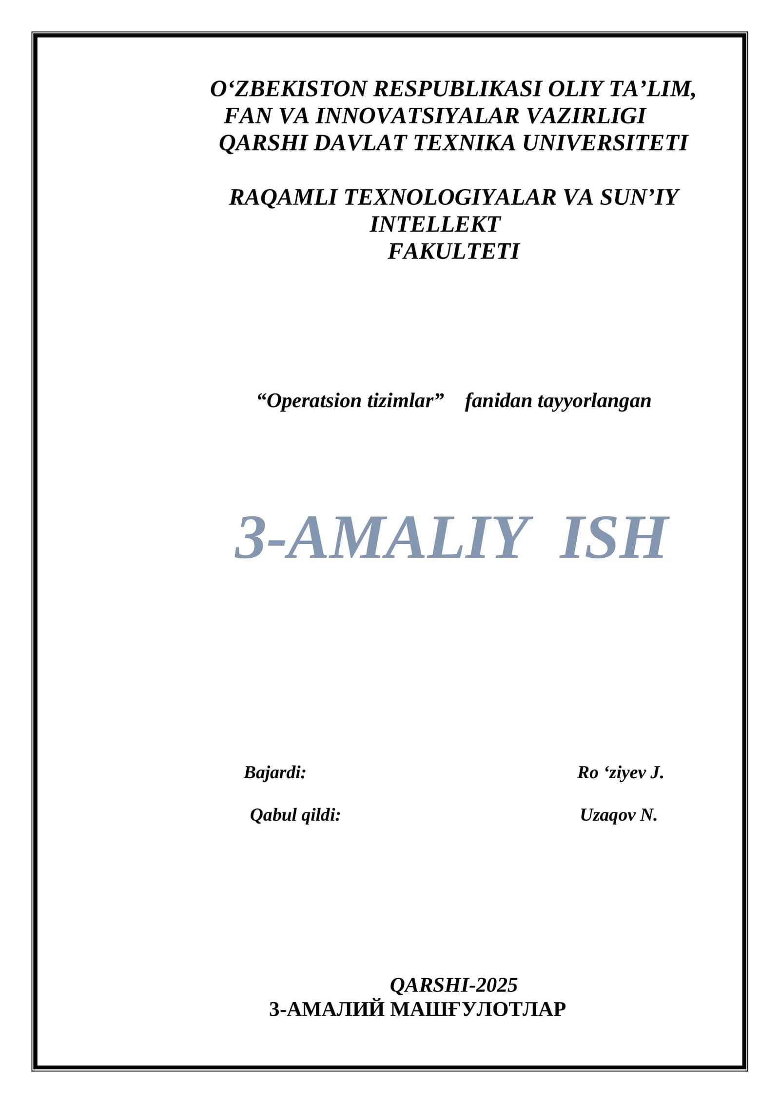 3-AMALIY ISH: Windowsда bуйруqlar satри интепретатори вa Поwершелл муҳити
