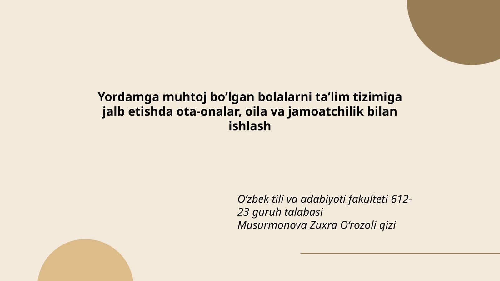 Yordamga muhtoj bolalarni ta'lim tizimiga jalb etish