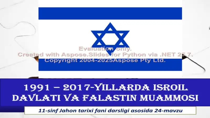 1991 – 2017-yillarda Isroil davlati va Falastin muammosi