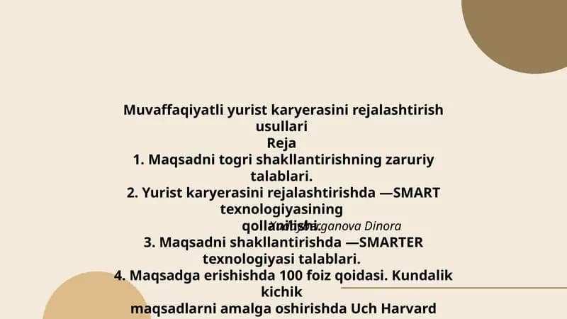 Muvaffaqiyatli yurist karyerasini rejalashtirish usullari