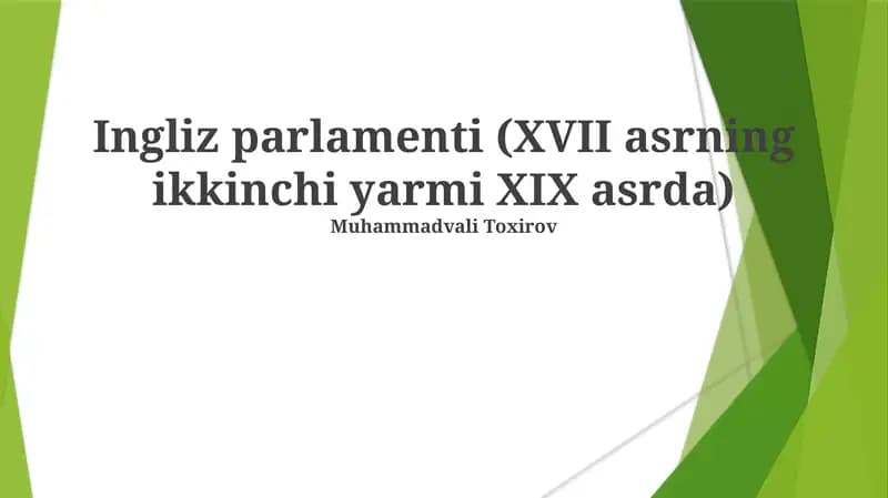Ingliz parlamenti (XVII asrning ikkinchi yarmi XIX asrda)