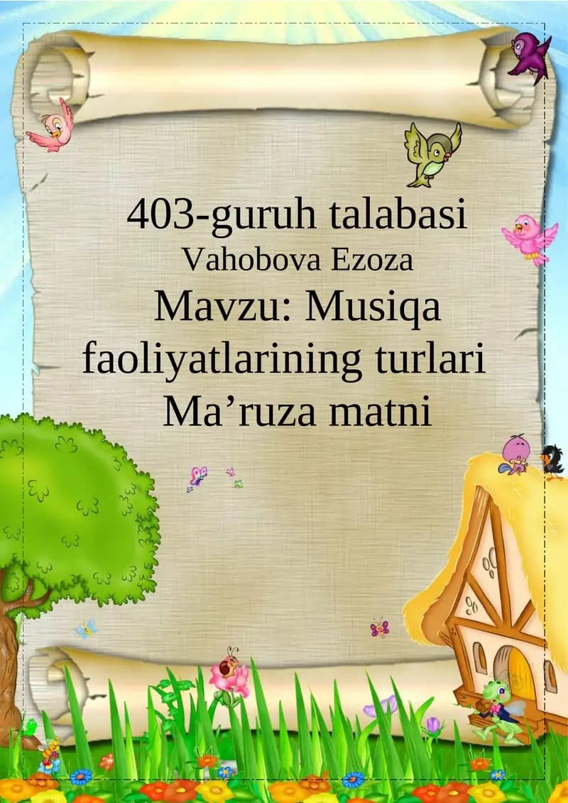 Musiqa faoliyatlarining turlari
