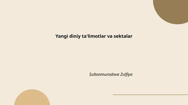 Yangi diniy ta'limotlar va sektalar