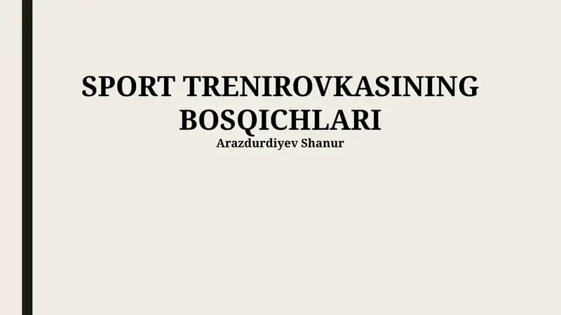 SPORT TRENIROVKASINING BOSQICHLARI