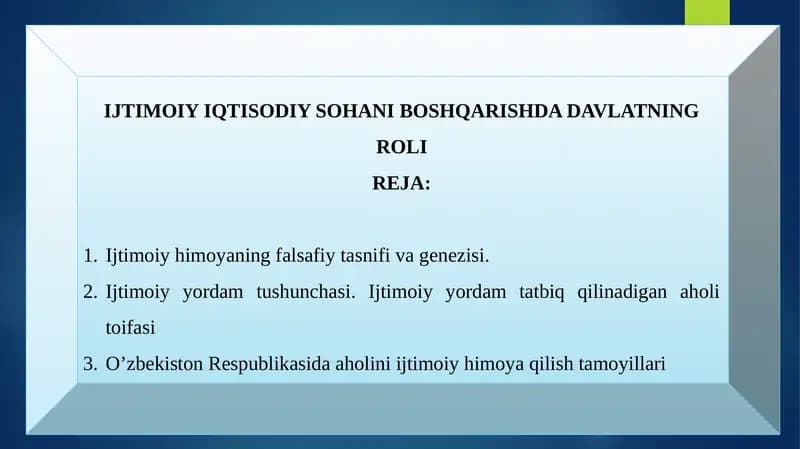 IJTIMOIY IQTISODIY SOHANI BOSHQARISHDA DAVLATNING ROLI