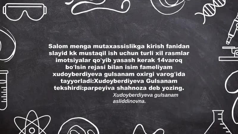 Mutaxassislikga kirish fanidan slayd