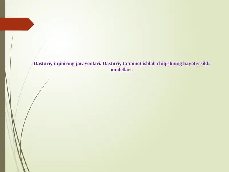 Dasturiy injiniring jarayonlari. Dasturiy ta’minot ishlab chiqishning hayotiy sikli modellari