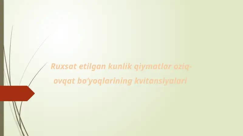Ruxsat etilgan kunlik qiymatlar oziq-ovqat bo‘yoqlarining kvitansiyalari