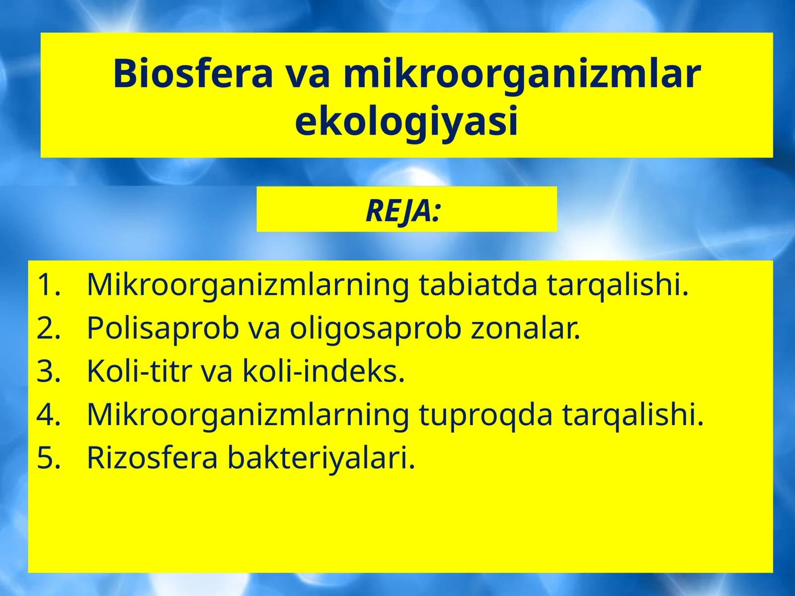 Mikroorganizmlarning tabiatda tarqalishi