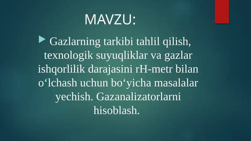 Gazlarning tarkibi tahlil qilish