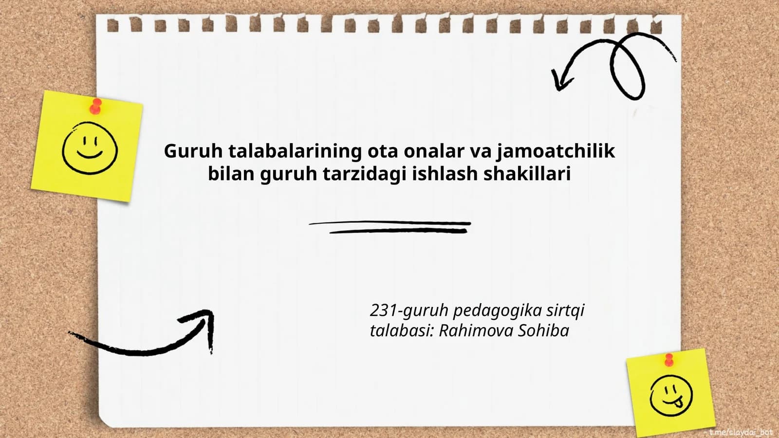 Guruh talabalarining ota onalar va jamoatchilik bilan guruh tarzidagi ishlash shakillari