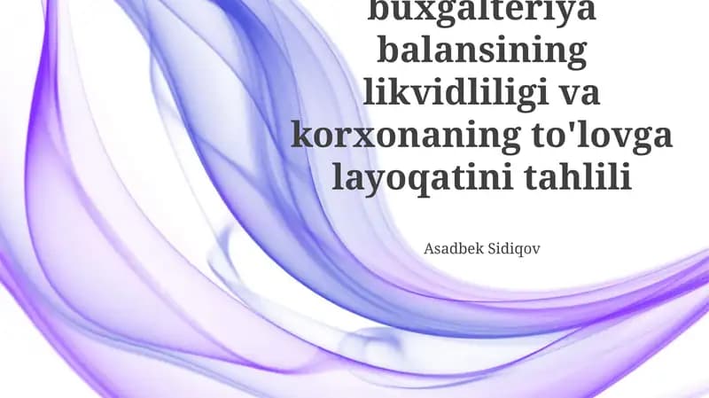 Korxonaning to'lovga layoqatliligi tahlili