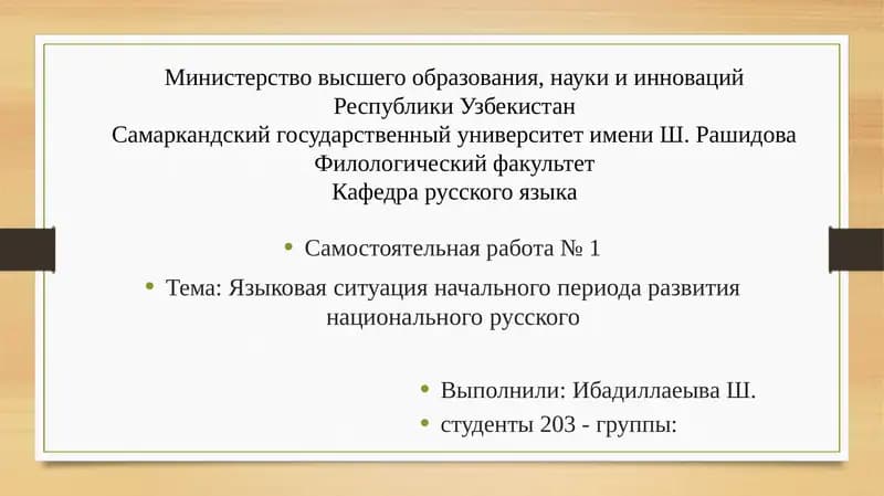 Самостоятельная работа № 1