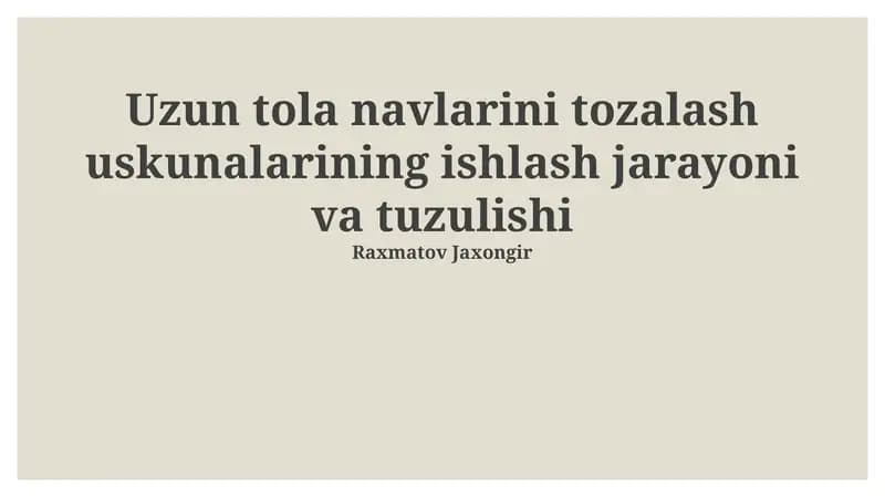 Uzoq tolali tozalash uskunalarining ishlash jarayoni va tuzulishi