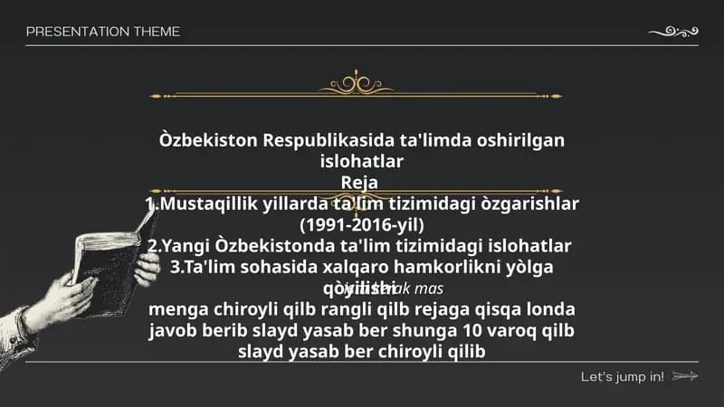 Òzbekiston Respublikasida ta'limda oshirilgan islohatlar
