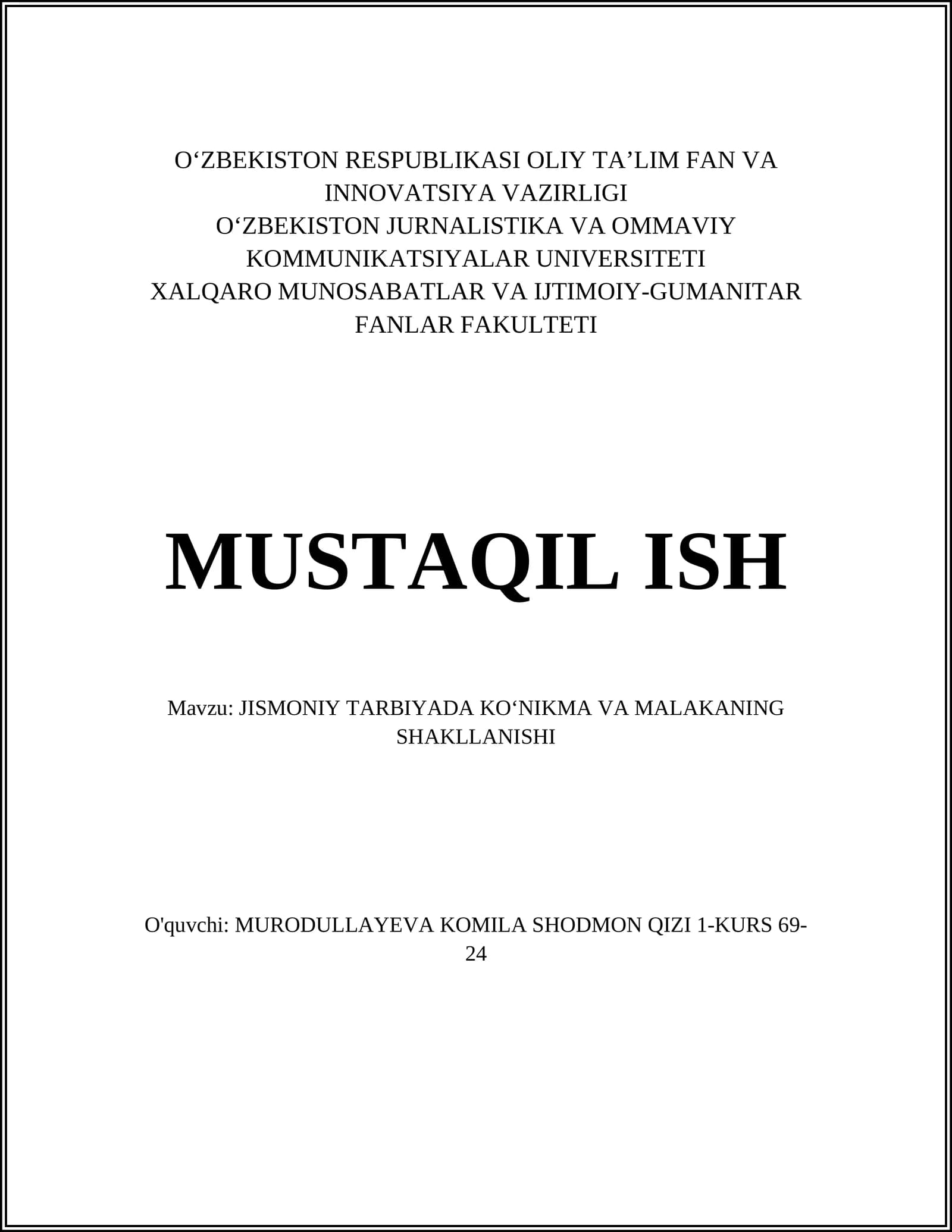 JISMONIY TARBIYA