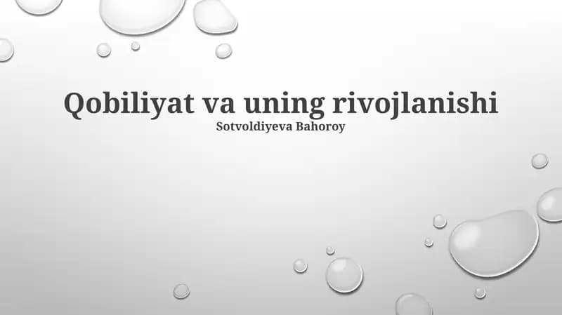 Qobiliyat va uning rivojlanishi