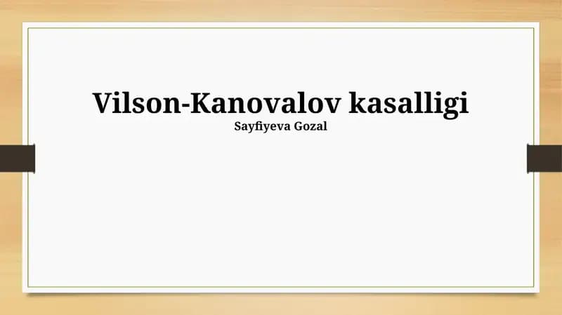 Vilson-Kanovalov kasalligi