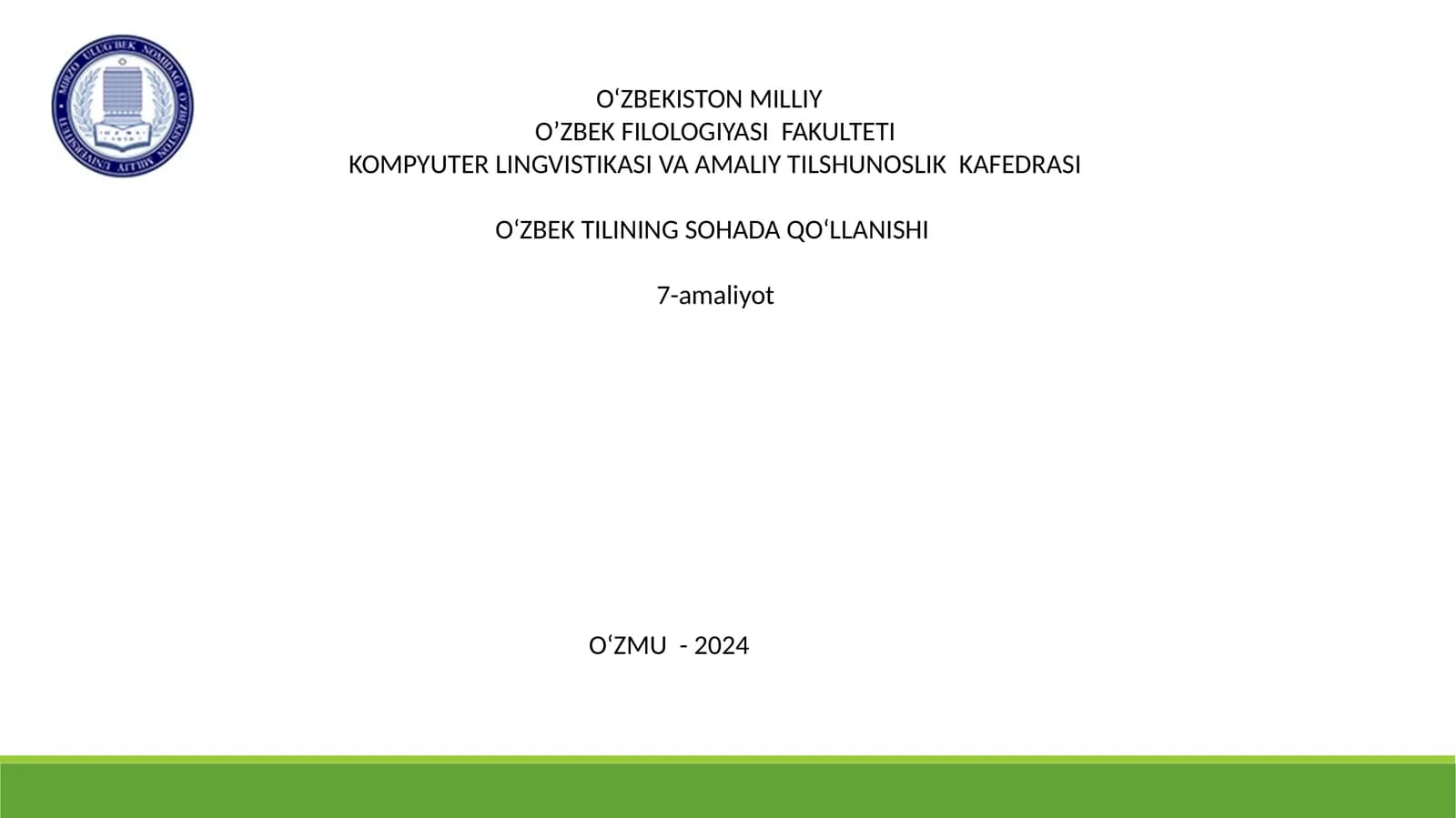 O‘zbek Tilining Sohada Qo‘llanishi