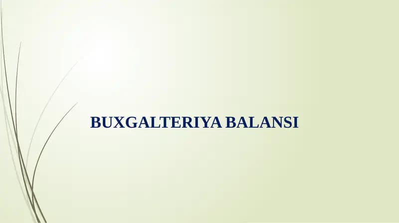 BUXGALTERIYA BALANSI